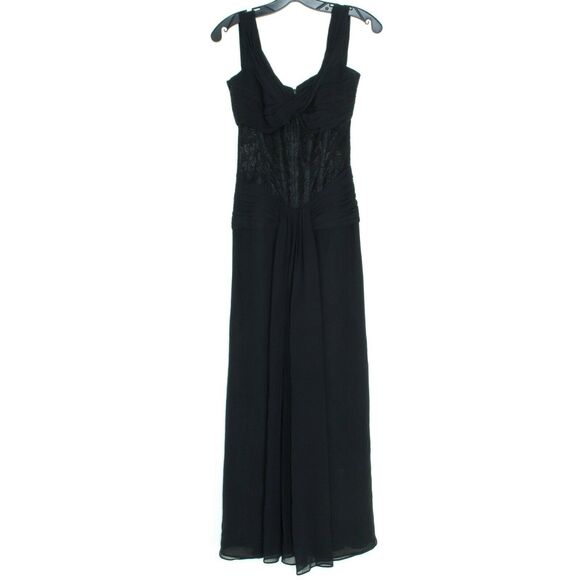 Luisa Spagnoli Dress Silk Maxi Goth Dark Romantic Ethereal Black 40 Medium 8 - Picture 1 of 3